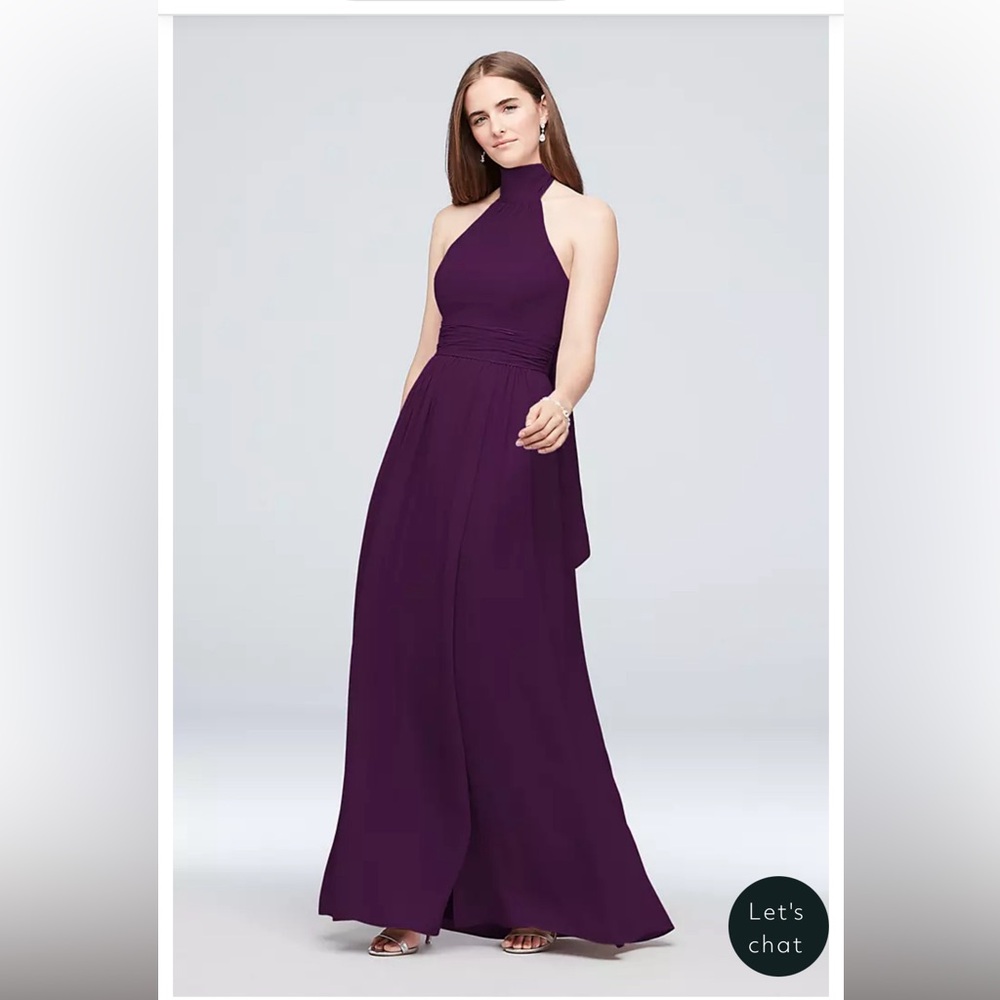 David’s Bridal Halter Dress in Plum; Size 8 - SEE PHOTOS